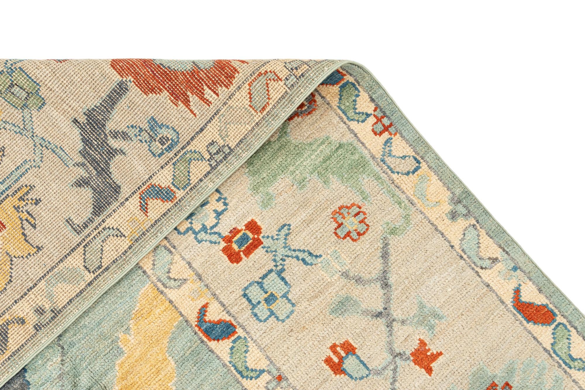 9' 3 x 11' 11 Hand Knotted Oushak Rug