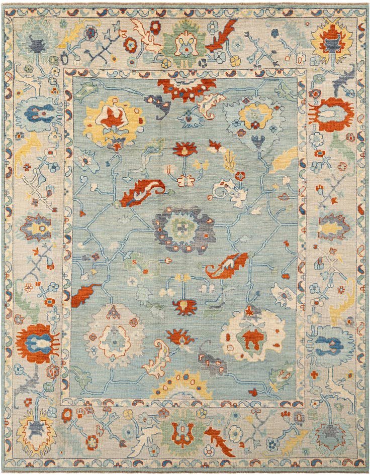 Detail image of 9' 3 x 11' 11 Hand Knotted Oushak Rug