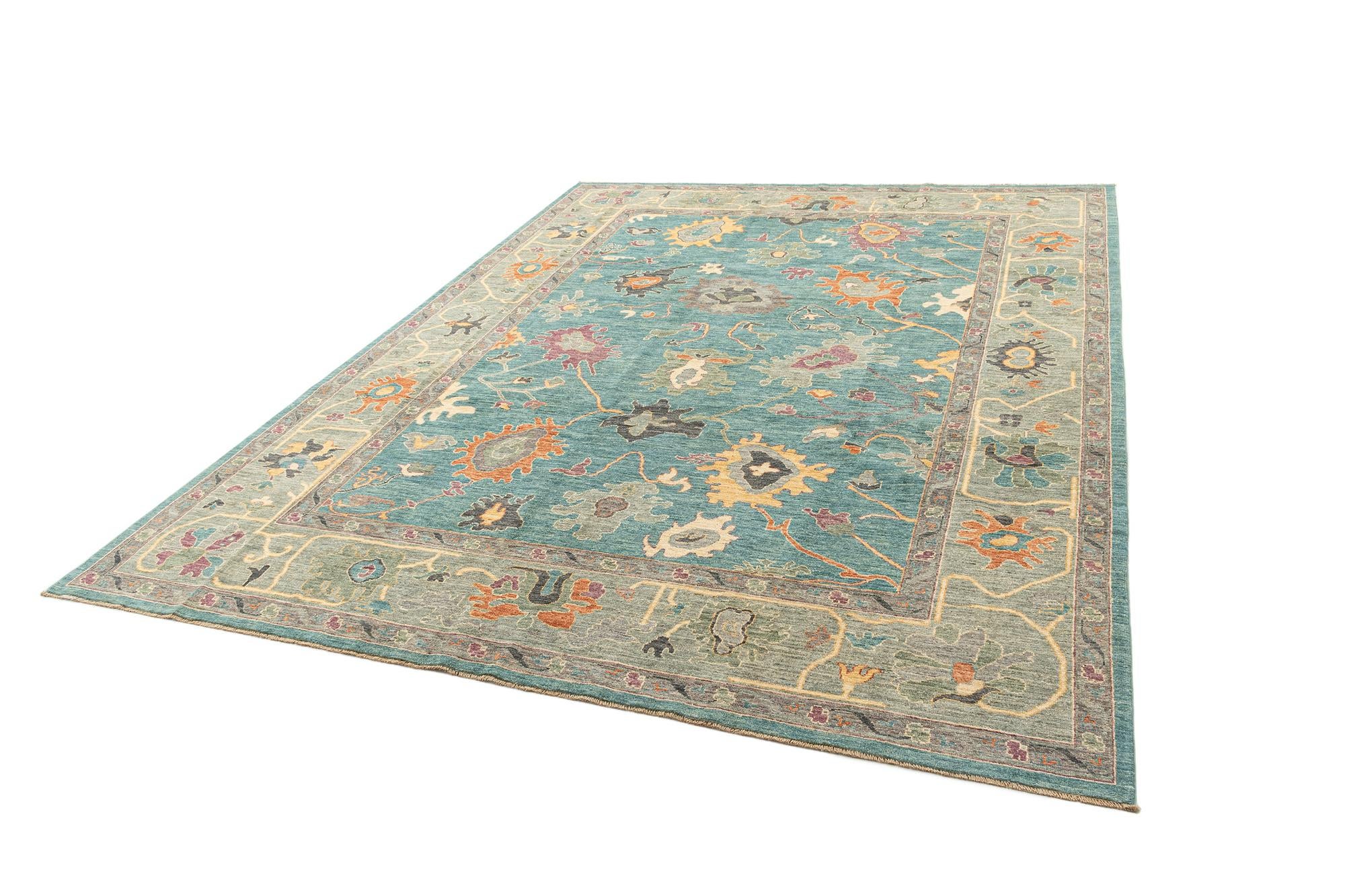 8' 11 x 11' 11 Hand Knotted Oushak Rug