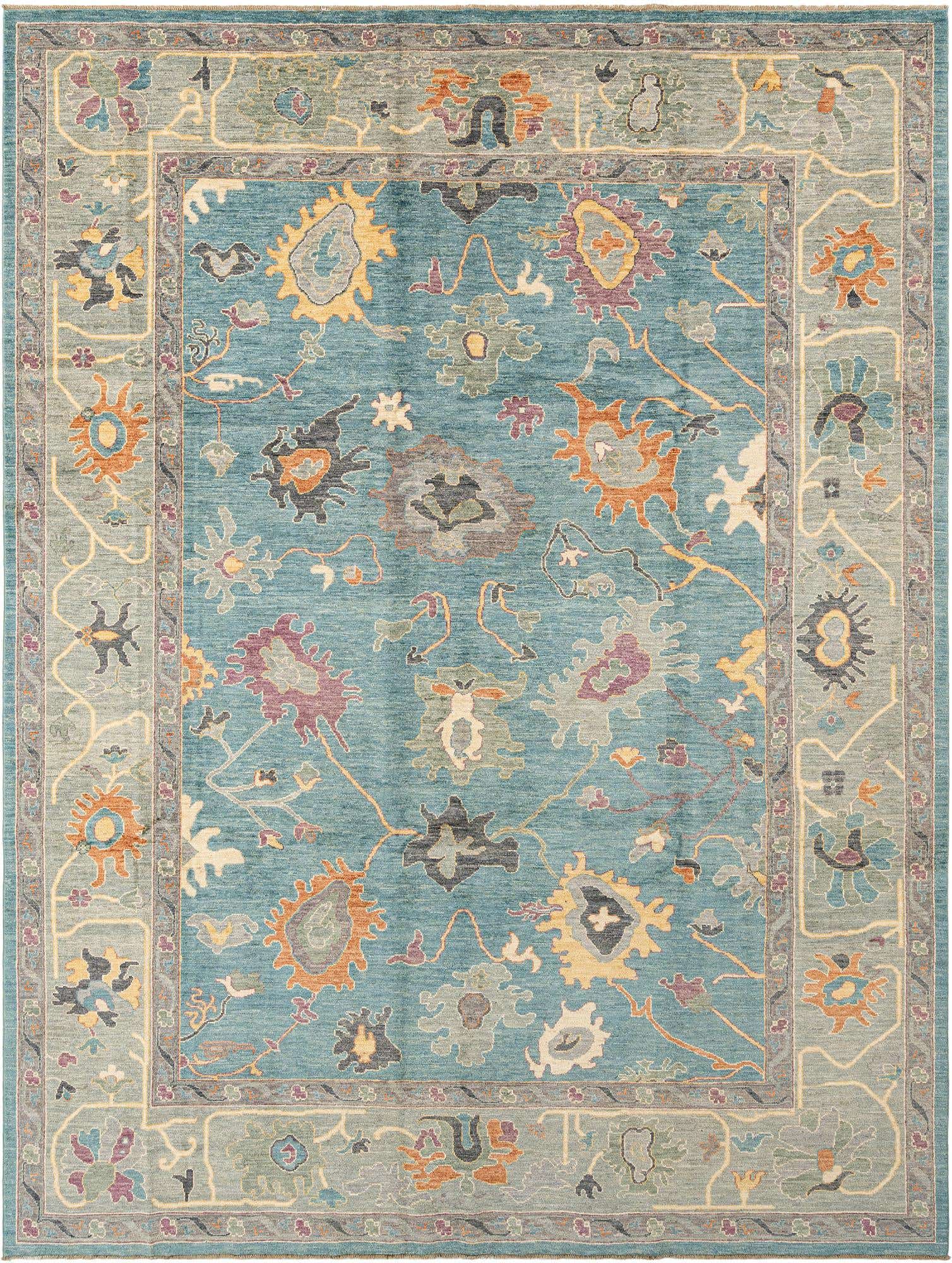 8' 11 x 11' 11 Hand Knotted Oushak Rug