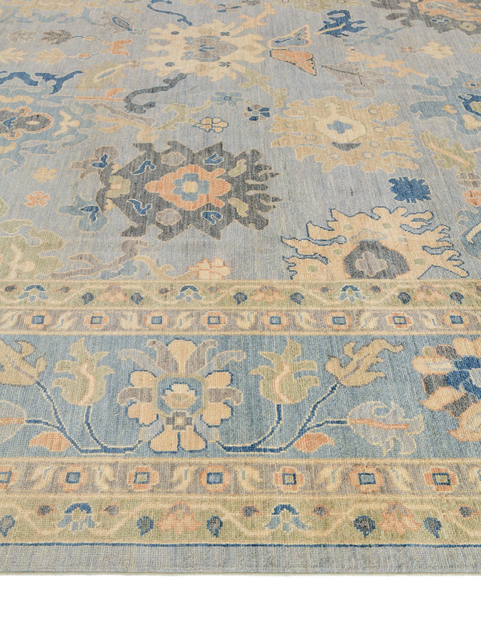 11' 5 x 14' 8 Hand Knotted Oushak Wool Rug