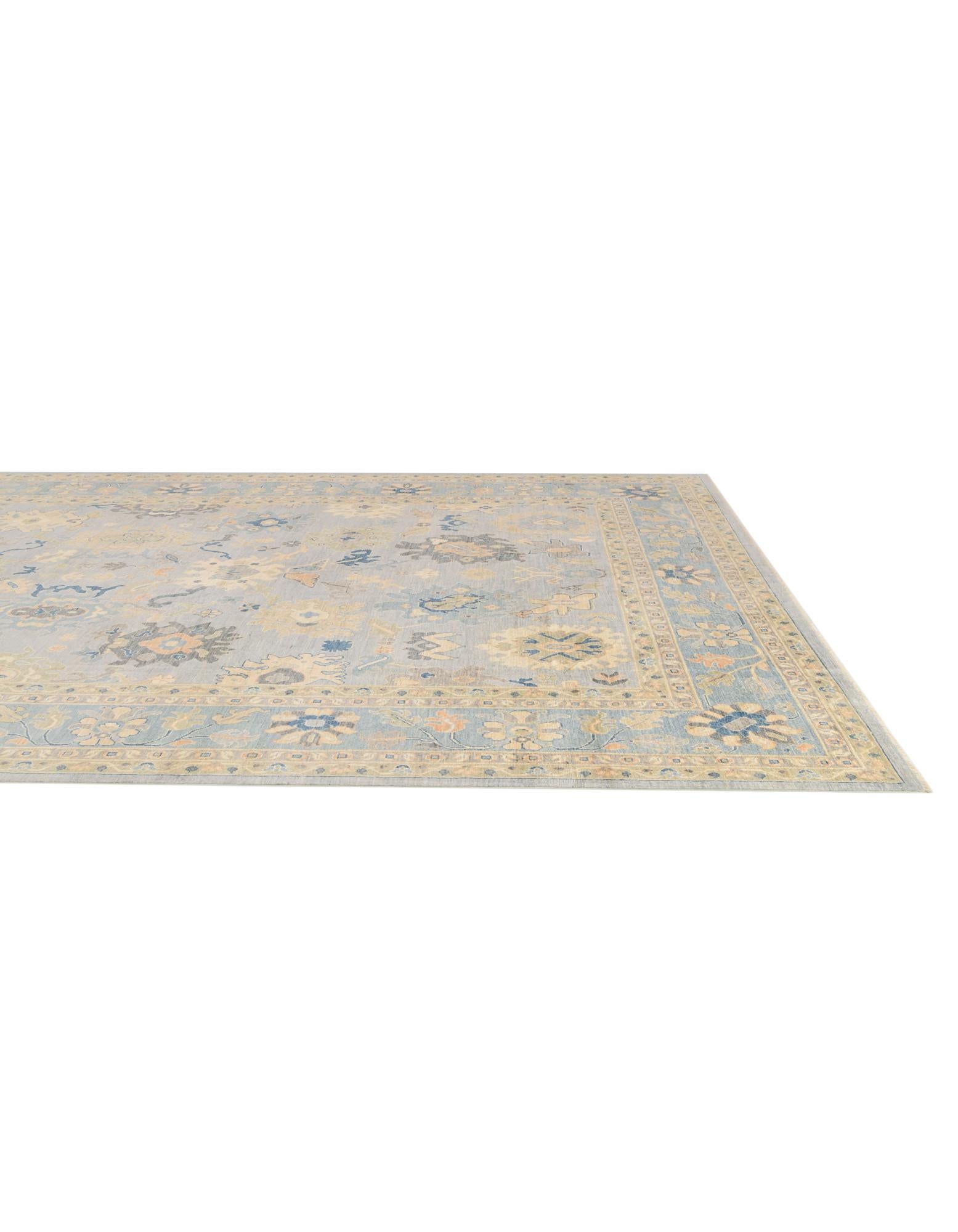 11' 5 x 14' 8 Hand Knotted Oushak Wool Rug