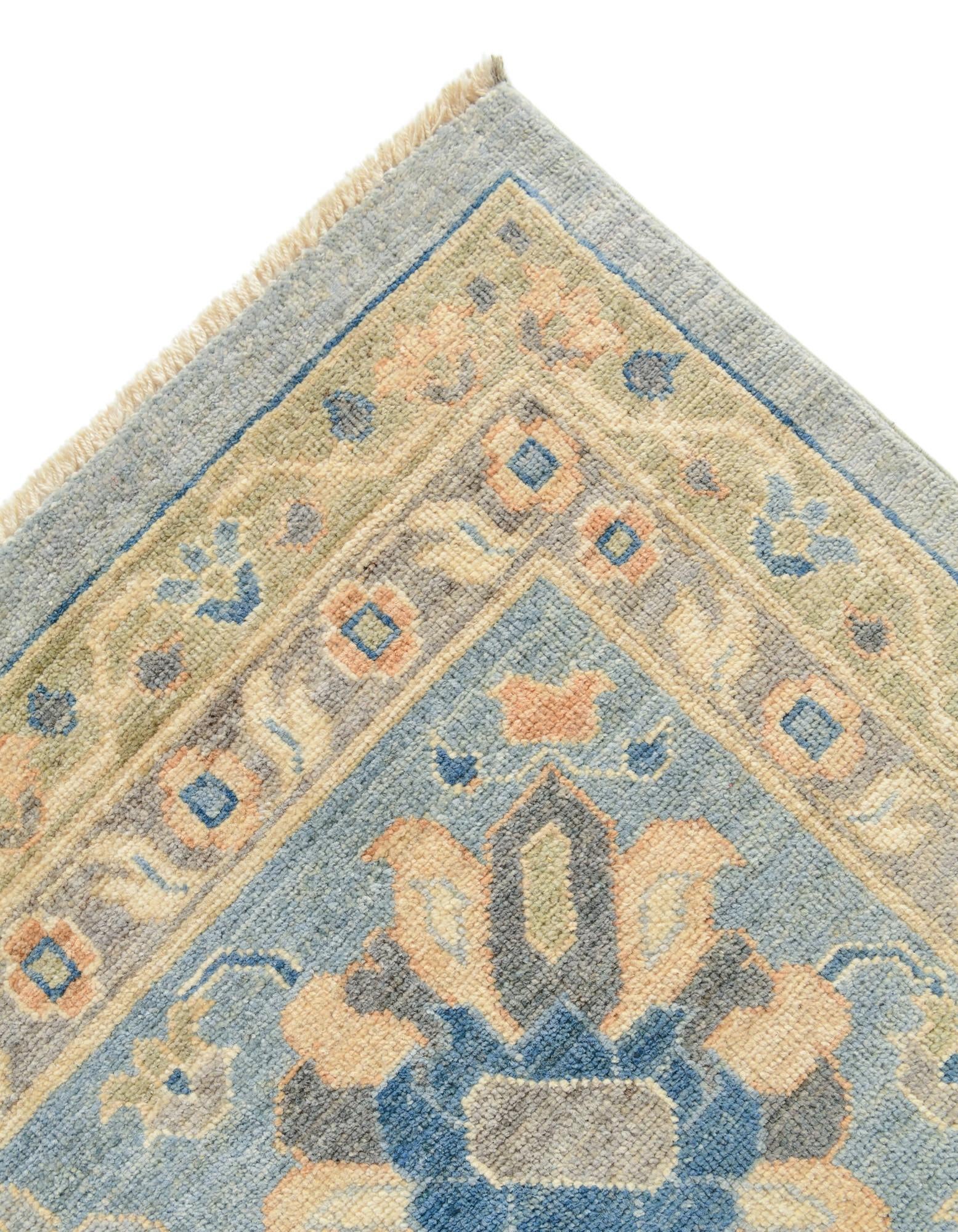 11' 5 x 14' 8 Hand Knotted Oushak Wool Rug