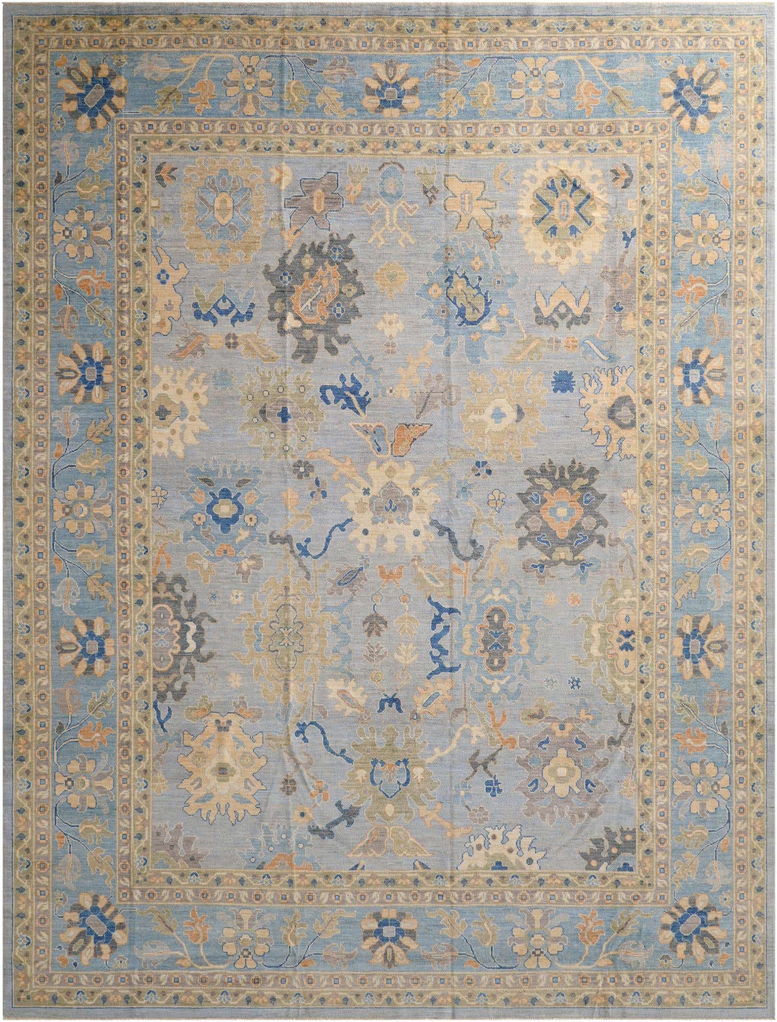 11' 5 x 14' 8 Hand Knotted Oushak Wool Rug