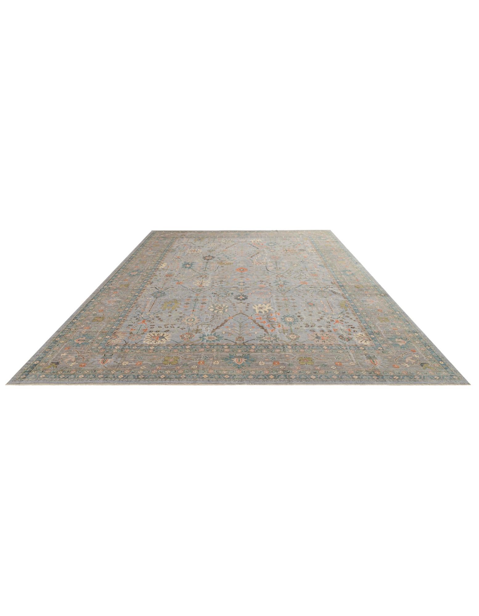 13' 2 x 17' 8 Hand Knotted Oushak Wool Rug