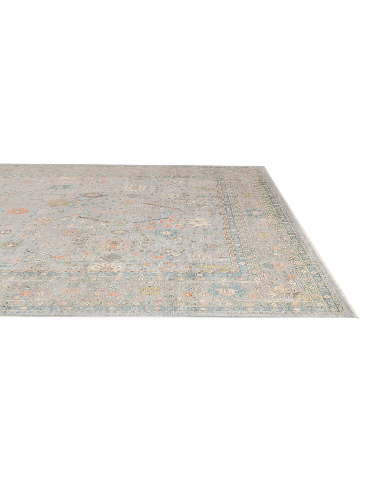 13' 2 x 17' 8 Hand Knotted Oushak Wool Rug