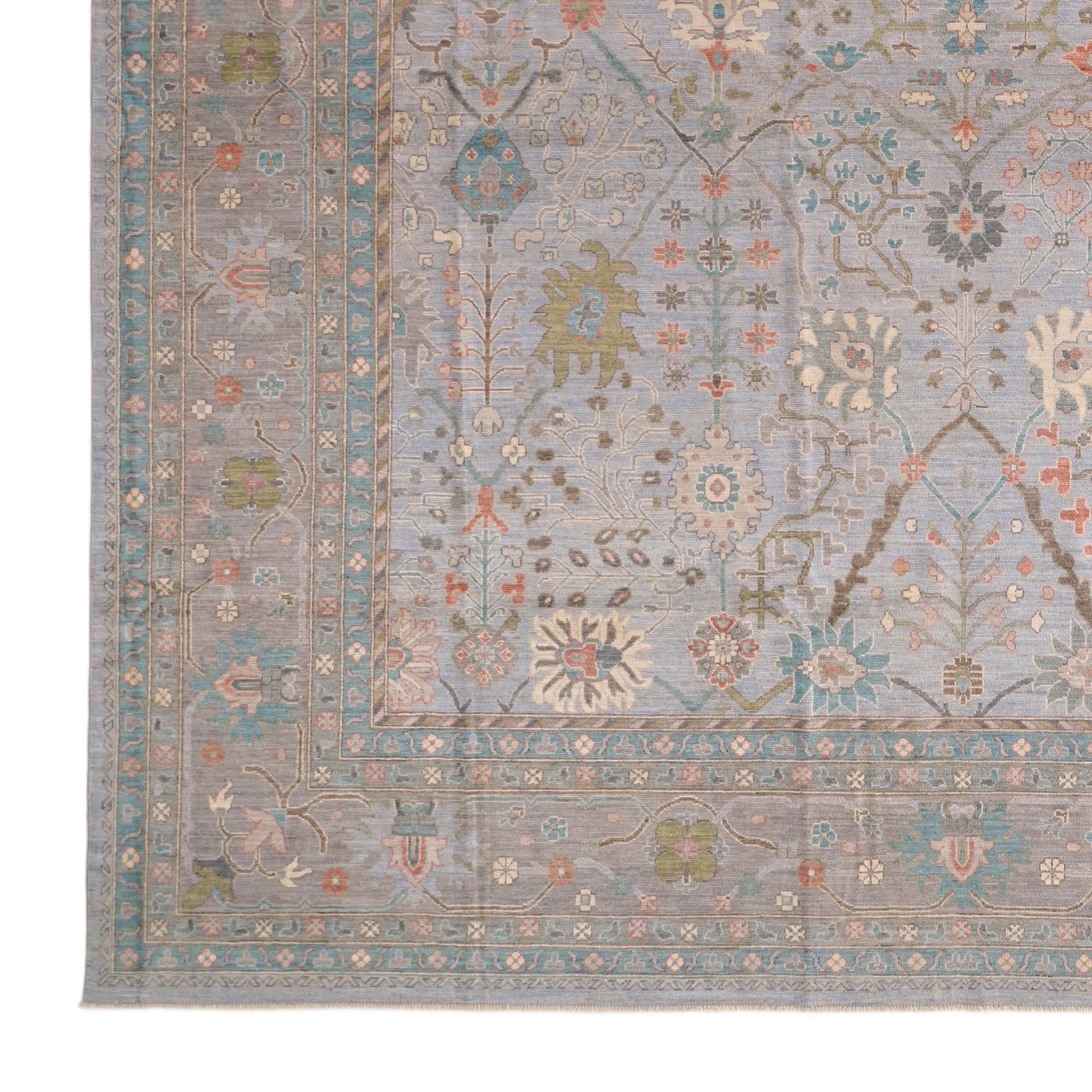 13' 2 x 17' 8 Hand Knotted Oushak Wool Rug