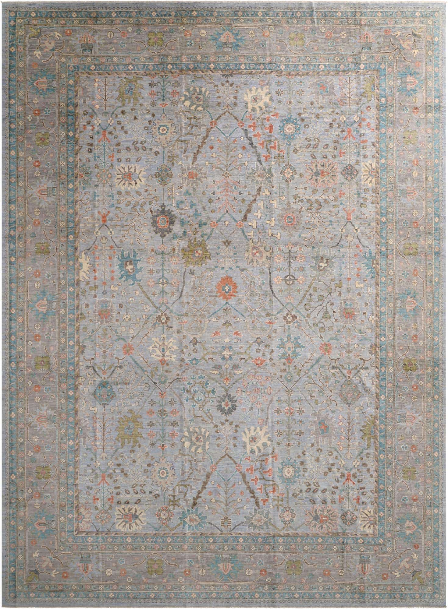 13' 2 x 17' 8 Hand Knotted Oushak Wool Rug