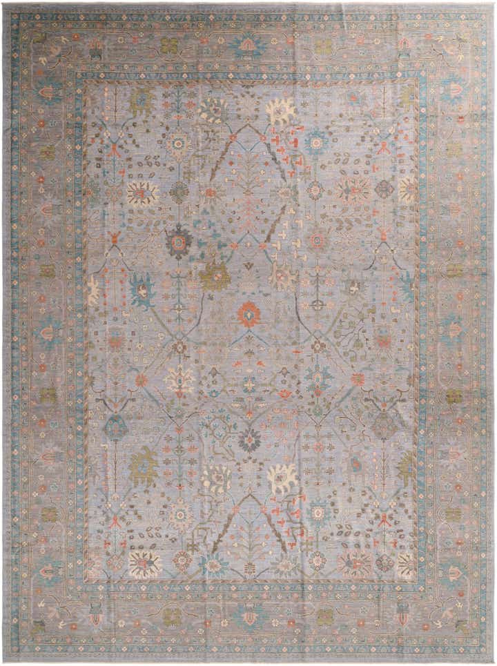 13' 2 x 17' 8 Hand Knotted Oushak Wool Rug