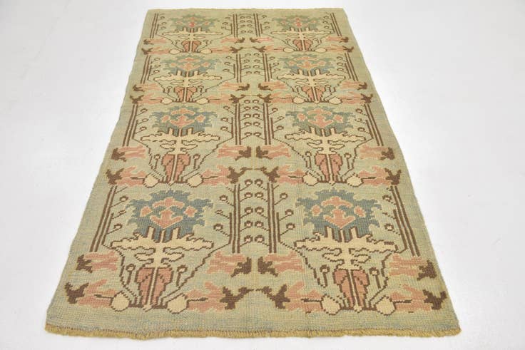 Detail image of 4' 2 x 7' Hand Knotted Oushak Wool Rug