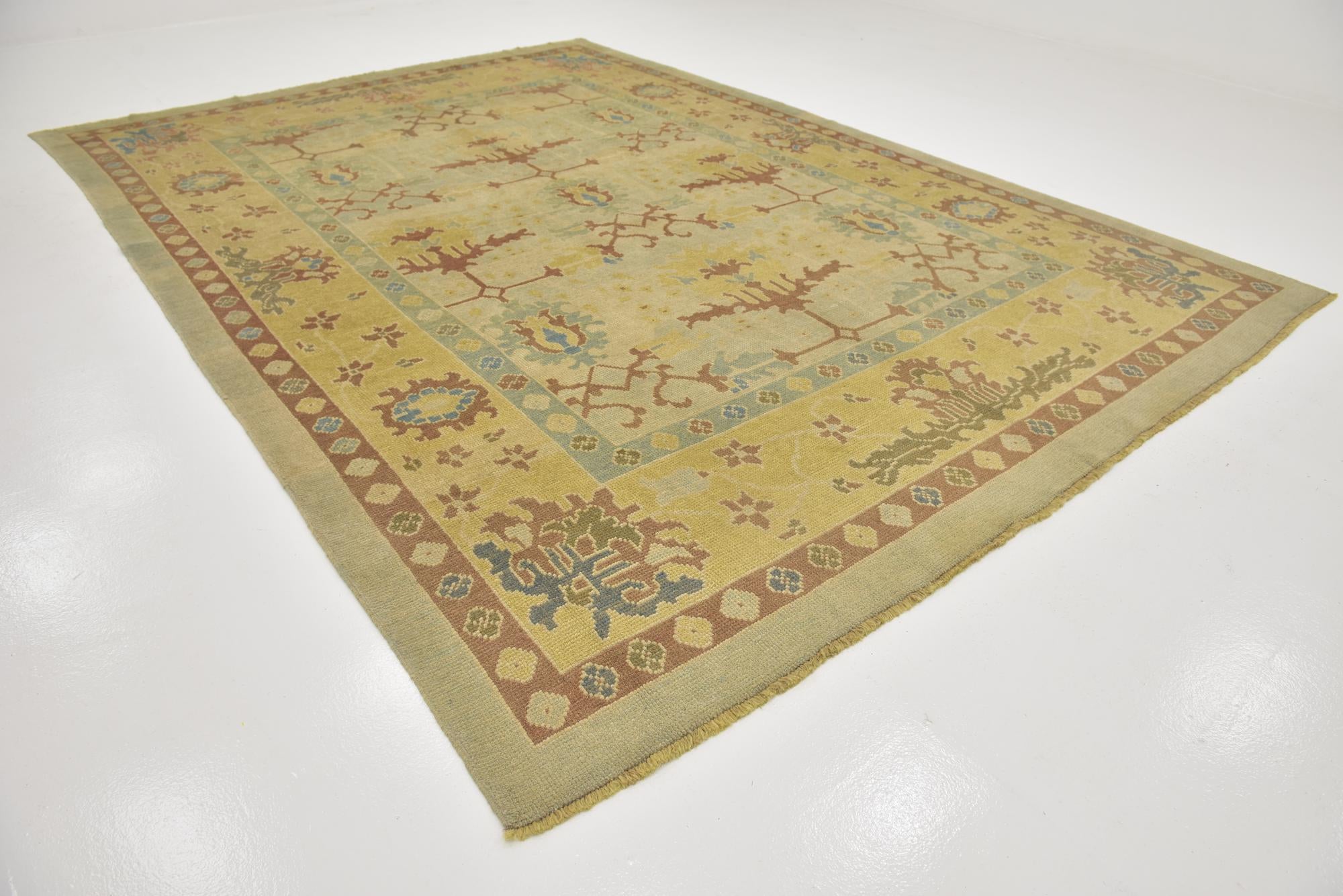 9' 7 x 13' 3 Hand Knotted Oushak Wool Rug