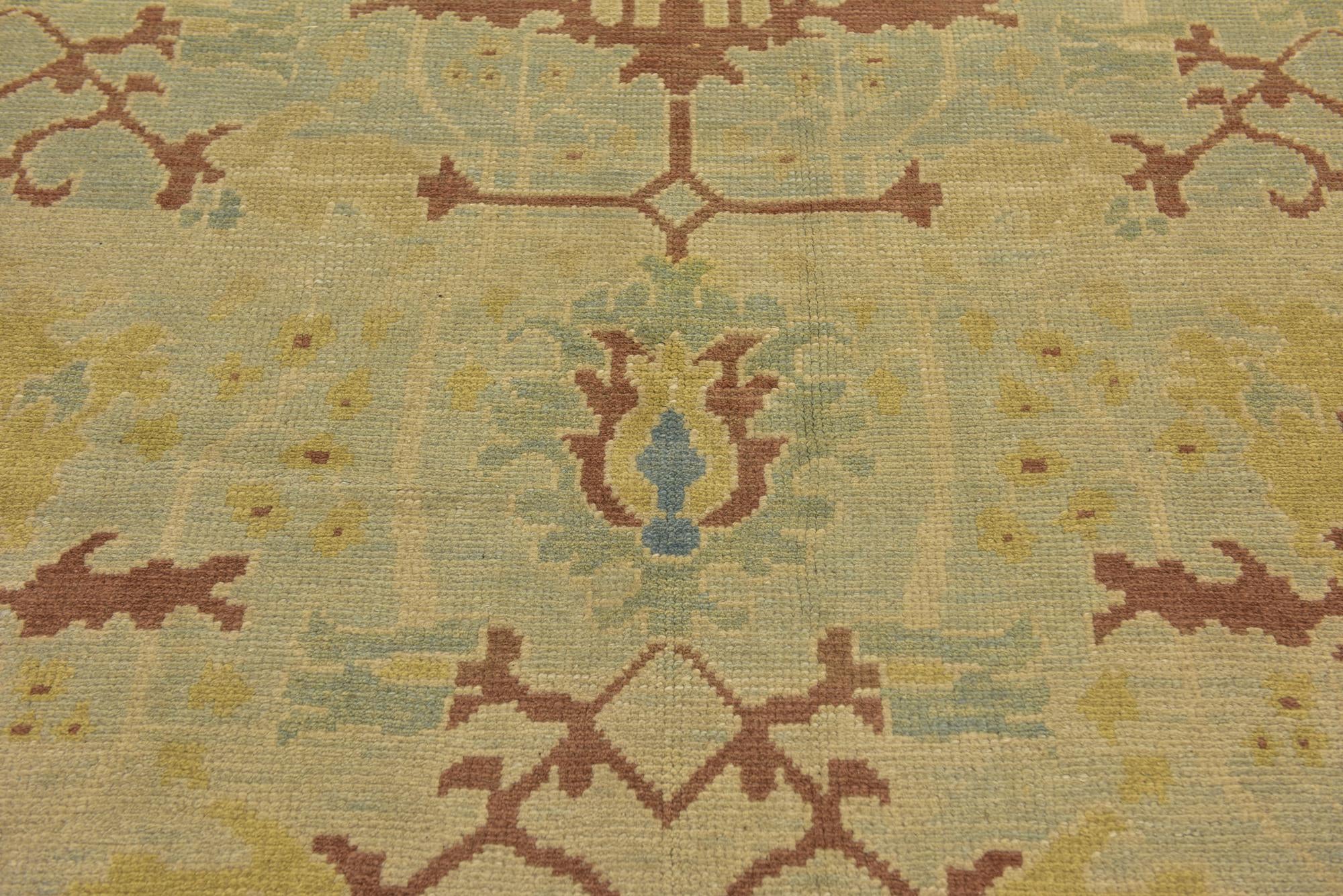 9' 7 x 13' 3 Hand Knotted Oushak Wool Rug