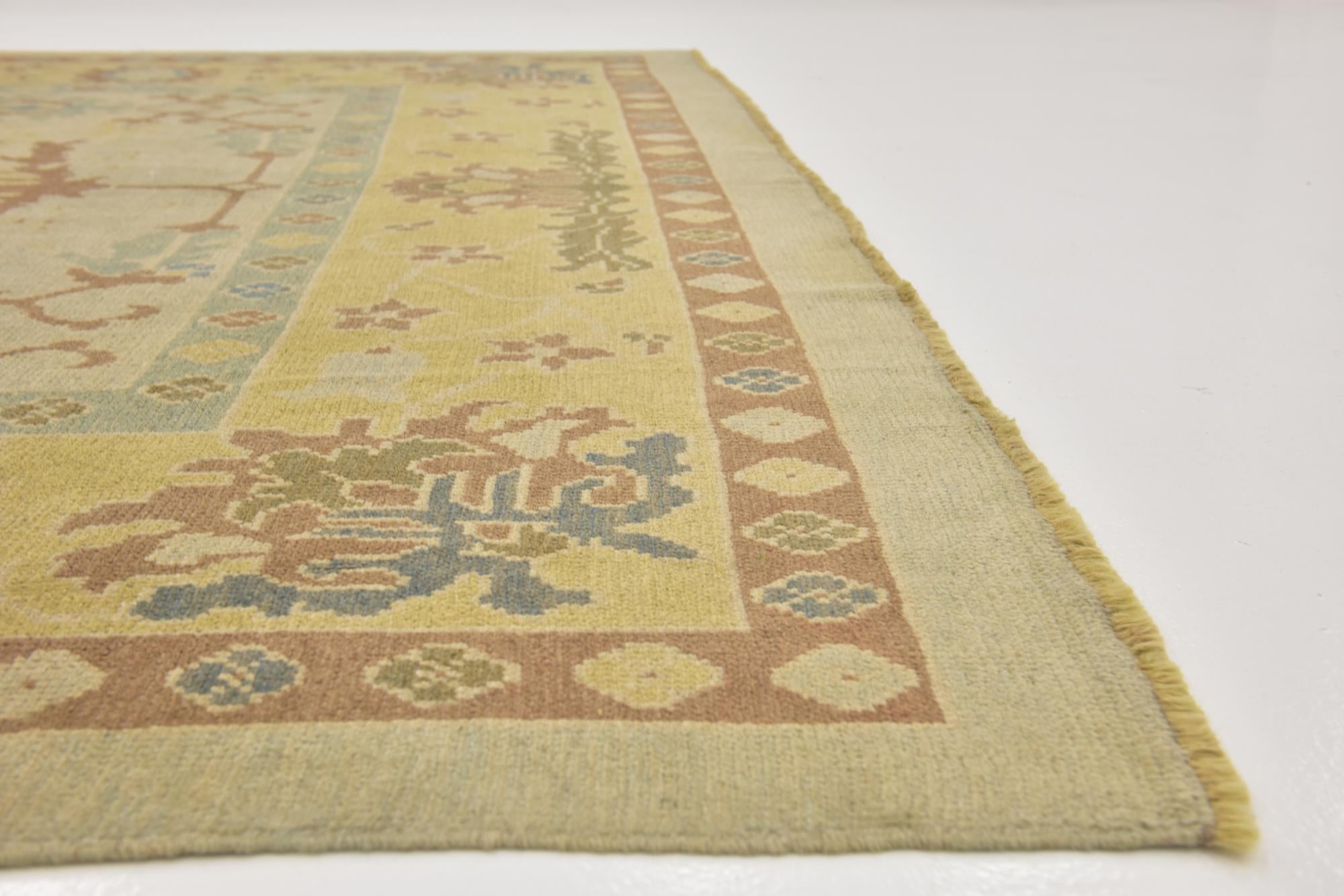9' 7 x 13' 3 Hand Knotted Oushak Wool Rug