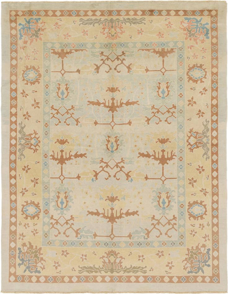Detail image of 9' 7 x 13' 3 Hand Knotted Oushak Wool Rug