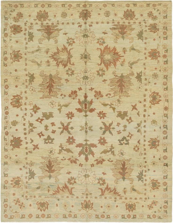 Detail image of 11' 10 x 15' 8 Hand Knotted Oushak Wool Rug