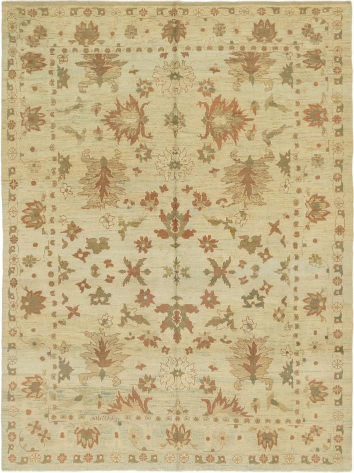 Detail image of 11' 10 x 15' 8 Hand Knotted Oushak Wool Rug