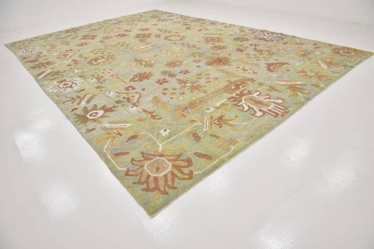 Detail image of 12' 10 x 18' 8 Hand Knotted Oushak Rug