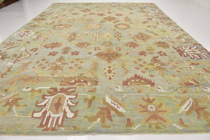 Detail image of 12' 10 x 18' 8 Hand Knotted Oushak Rug