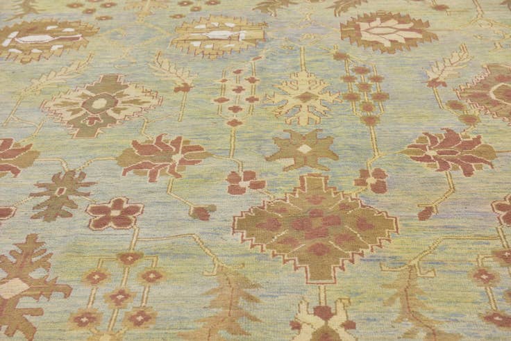 Detail image of 12' 10 x 18' 8 Hand Knotted Oushak Rug