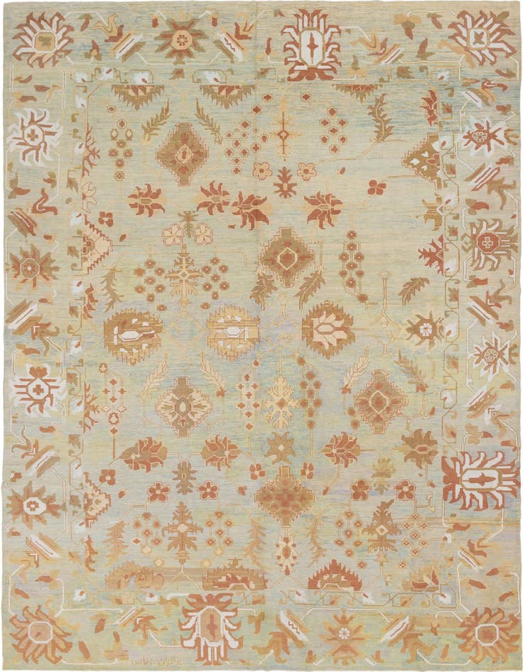 Detail image of 12' 10 x 18' 8 Hand Knotted Oushak Rug