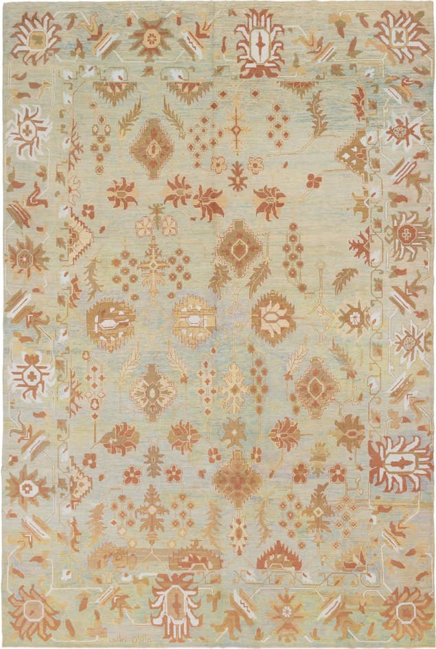 Detail image of 12' 10 x 18' 8 Hand Knotted Oushak Rug
