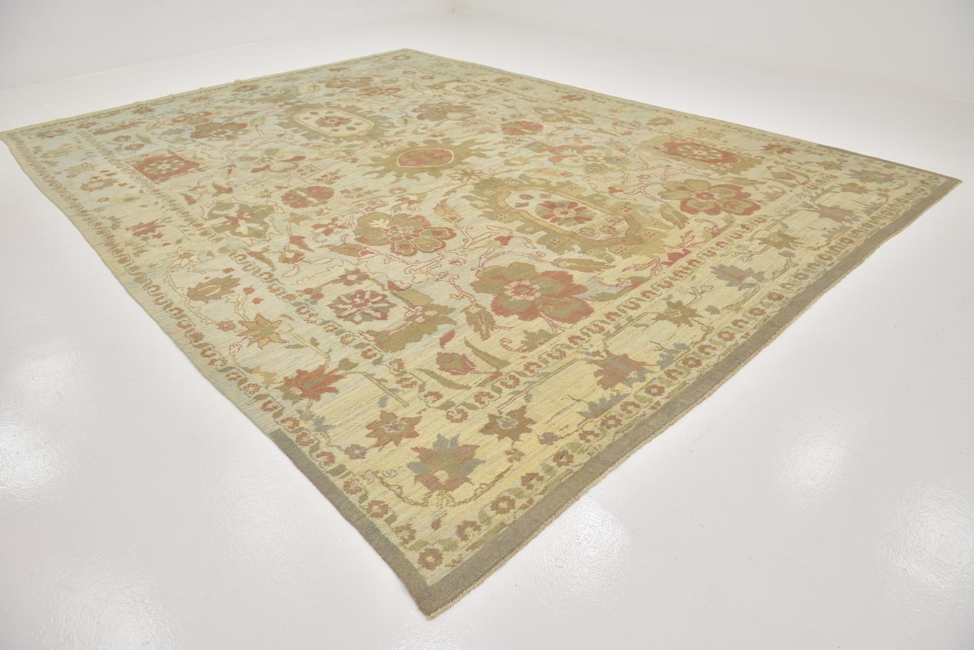 11' 7 x 15' 10 Hand Knotted Oushak Wool Rug