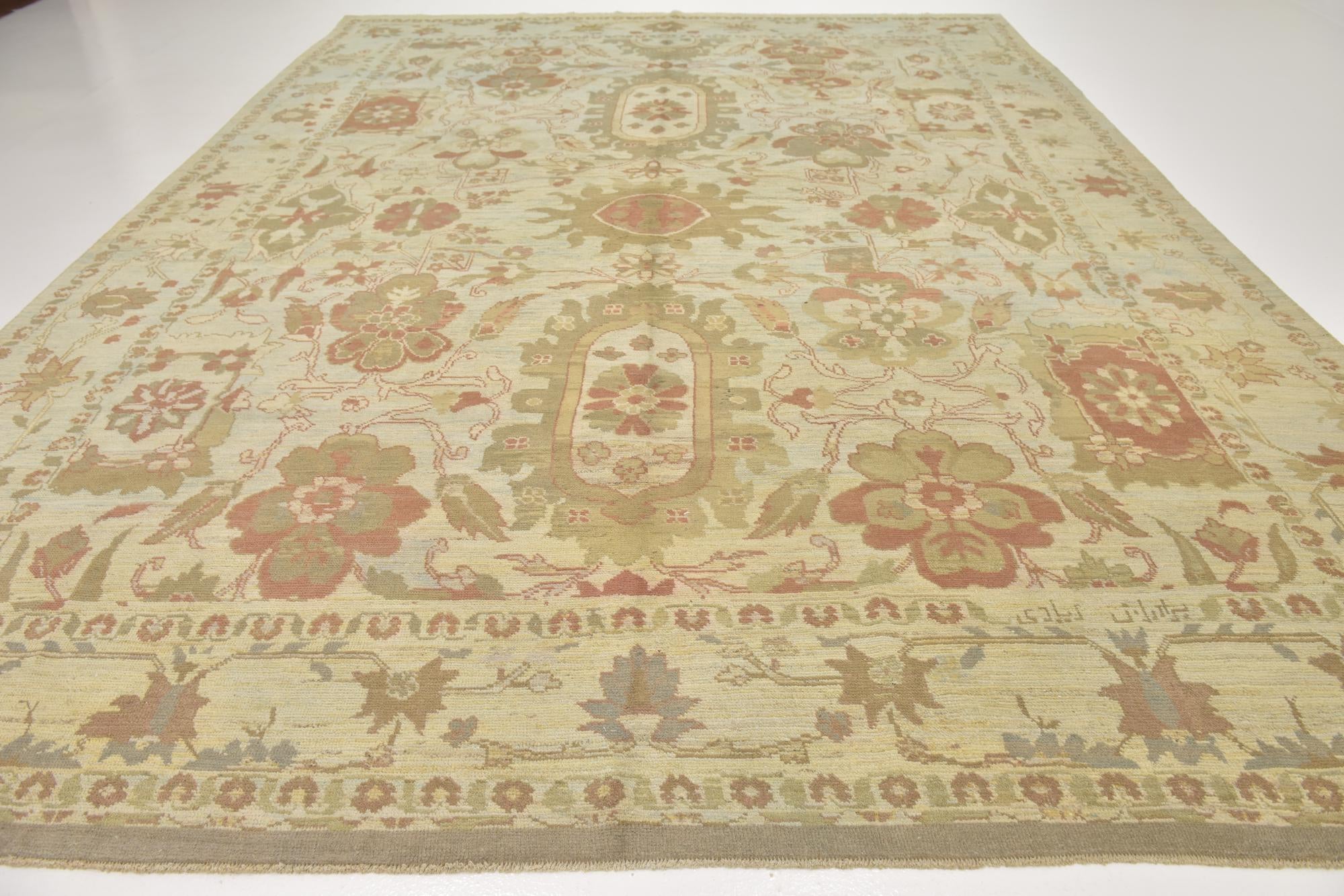 11' 7 x 15' 10 Hand Knotted Oushak Wool Rug