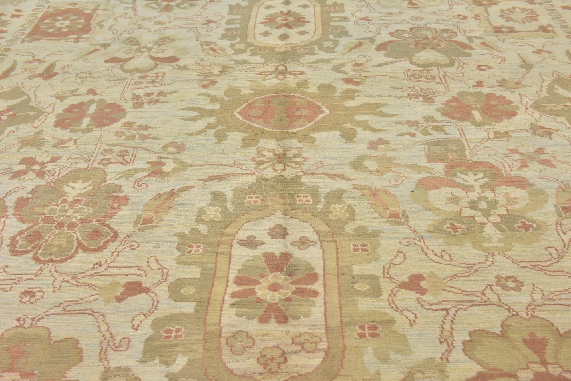 11' 7 x 15' 10 Hand Knotted Oushak Wool Rug