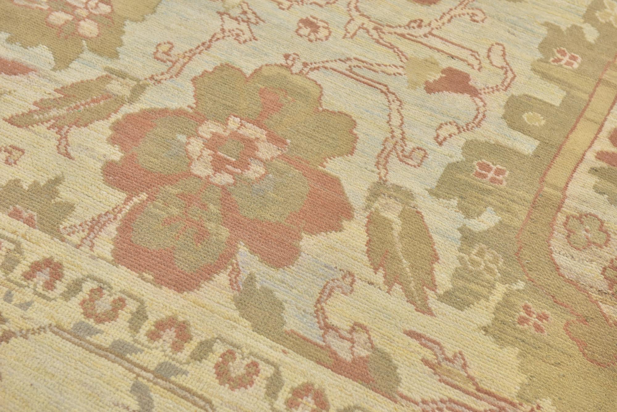 11' 7 x 15' 10 Hand Knotted Oushak Wool Rug