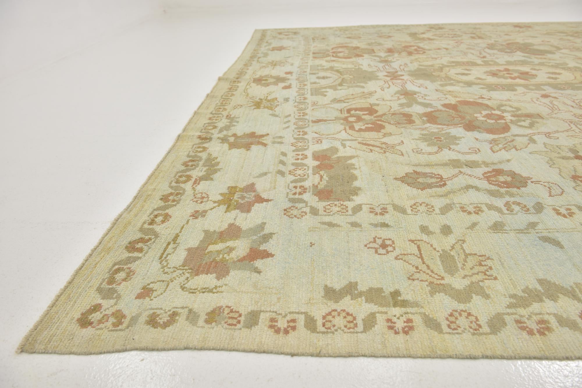 11' 7 x 15' 10 Hand Knotted Oushak Wool Rug