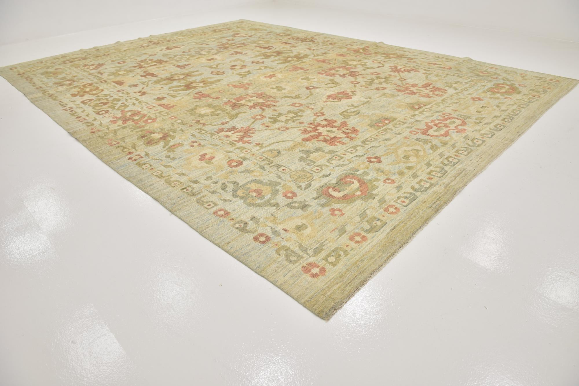 12' 3 x 16' 9 Hand Knotted Oushak Wool Rug
