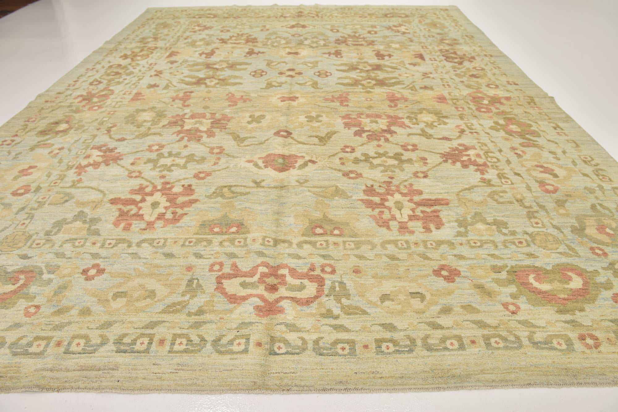12' 3 x 16' 9 Hand Knotted Oushak Wool Rug
