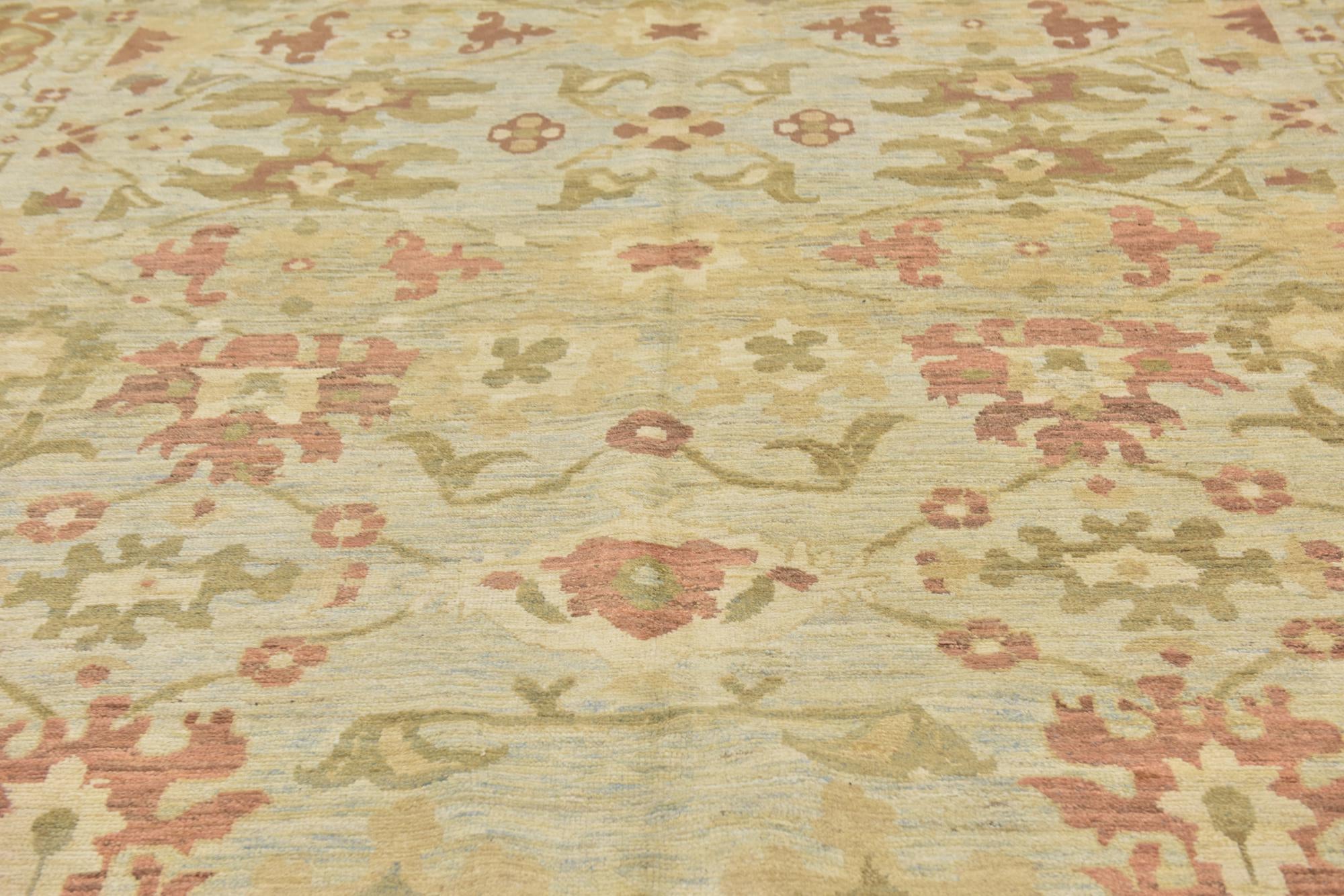 12' 3 x 16' 9 Hand Knotted Oushak Wool Rug