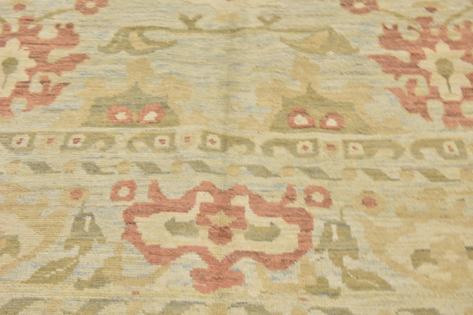 12' 3 x 16' 9 Hand Knotted Oushak Wool Rug