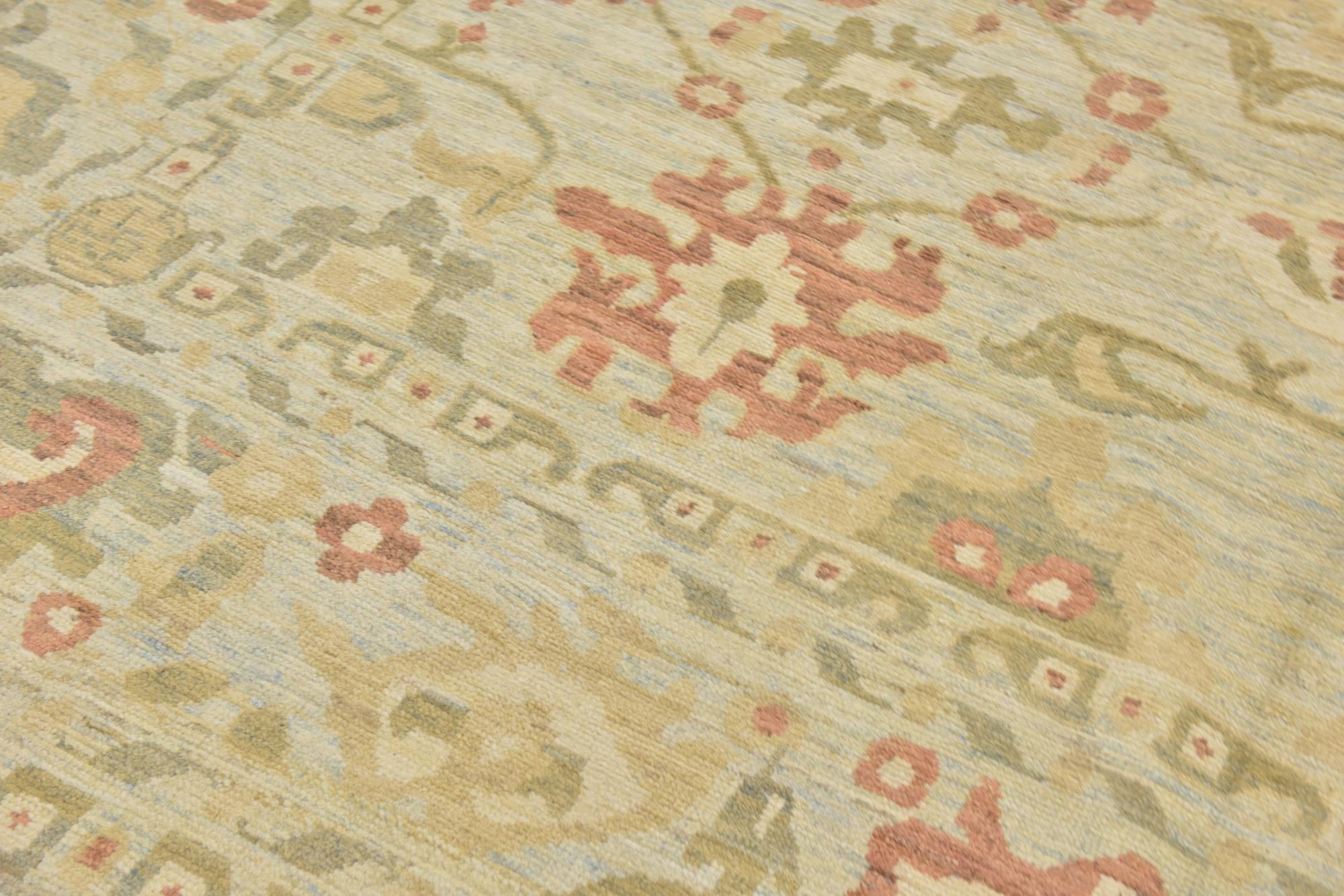 12' 3 x 16' 9 Hand Knotted Oushak Wool Rug