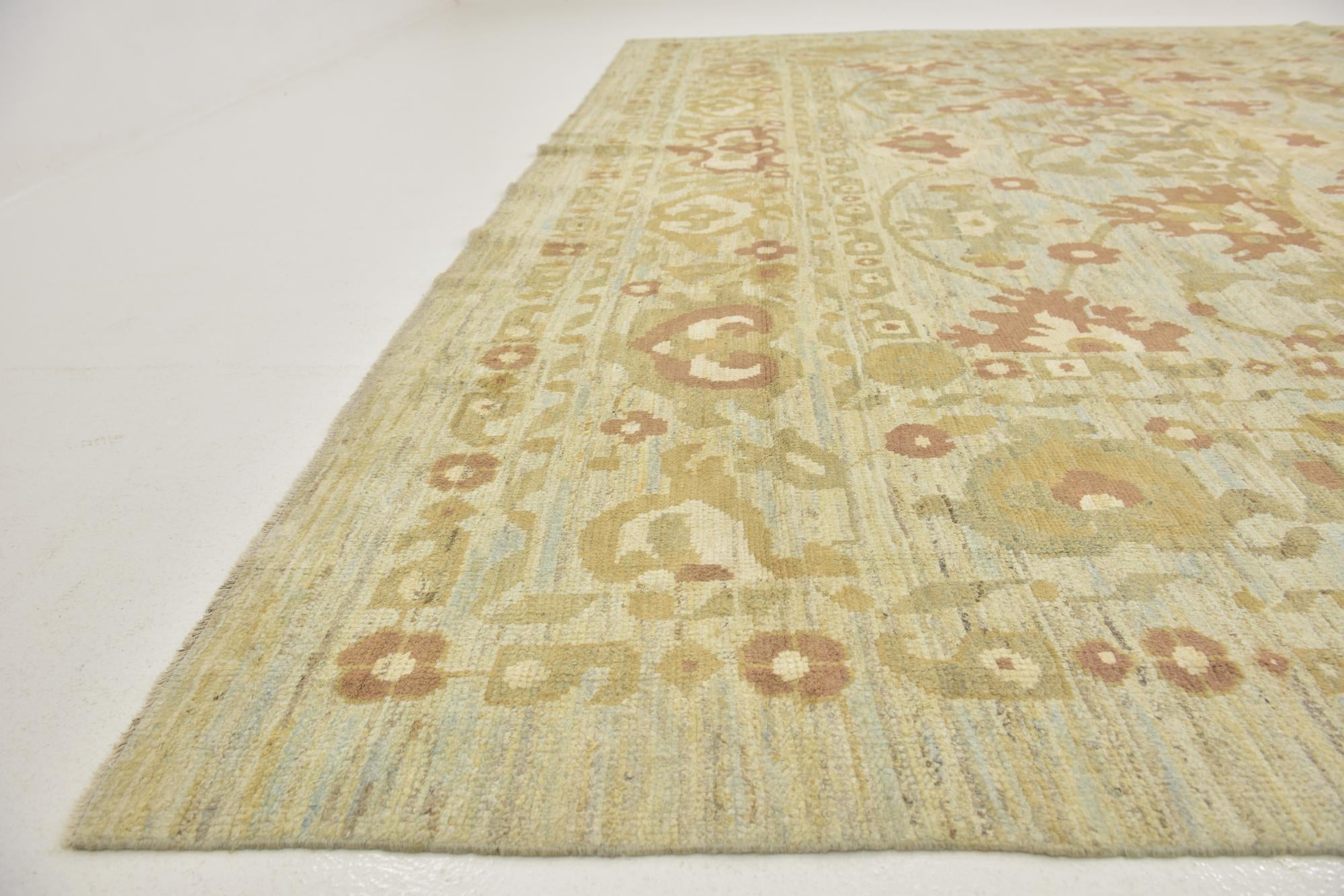 12' 3 x 16' 9 Hand Knotted Oushak Wool Rug