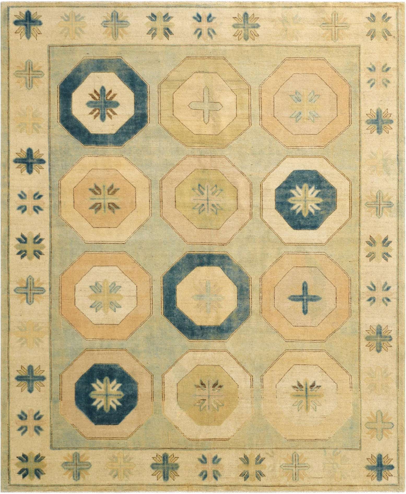 7' 11 x 9' 8 Hand Knotted Oushak Wool Rug