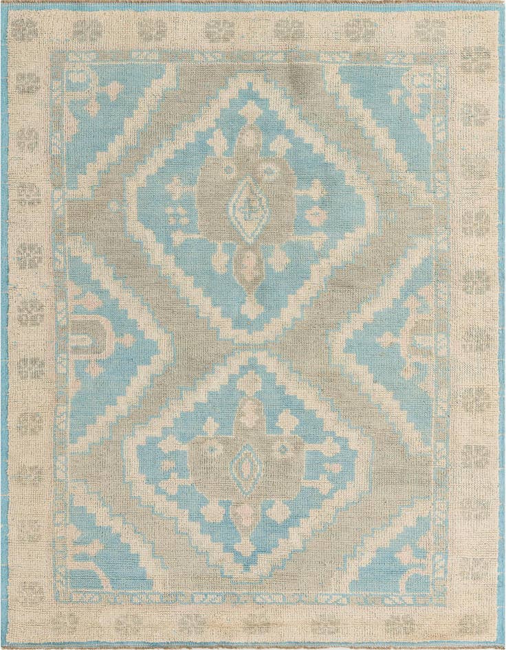Detail image of 6' 1 x 9' 5 Hand Knotted Oushak Wool Rug