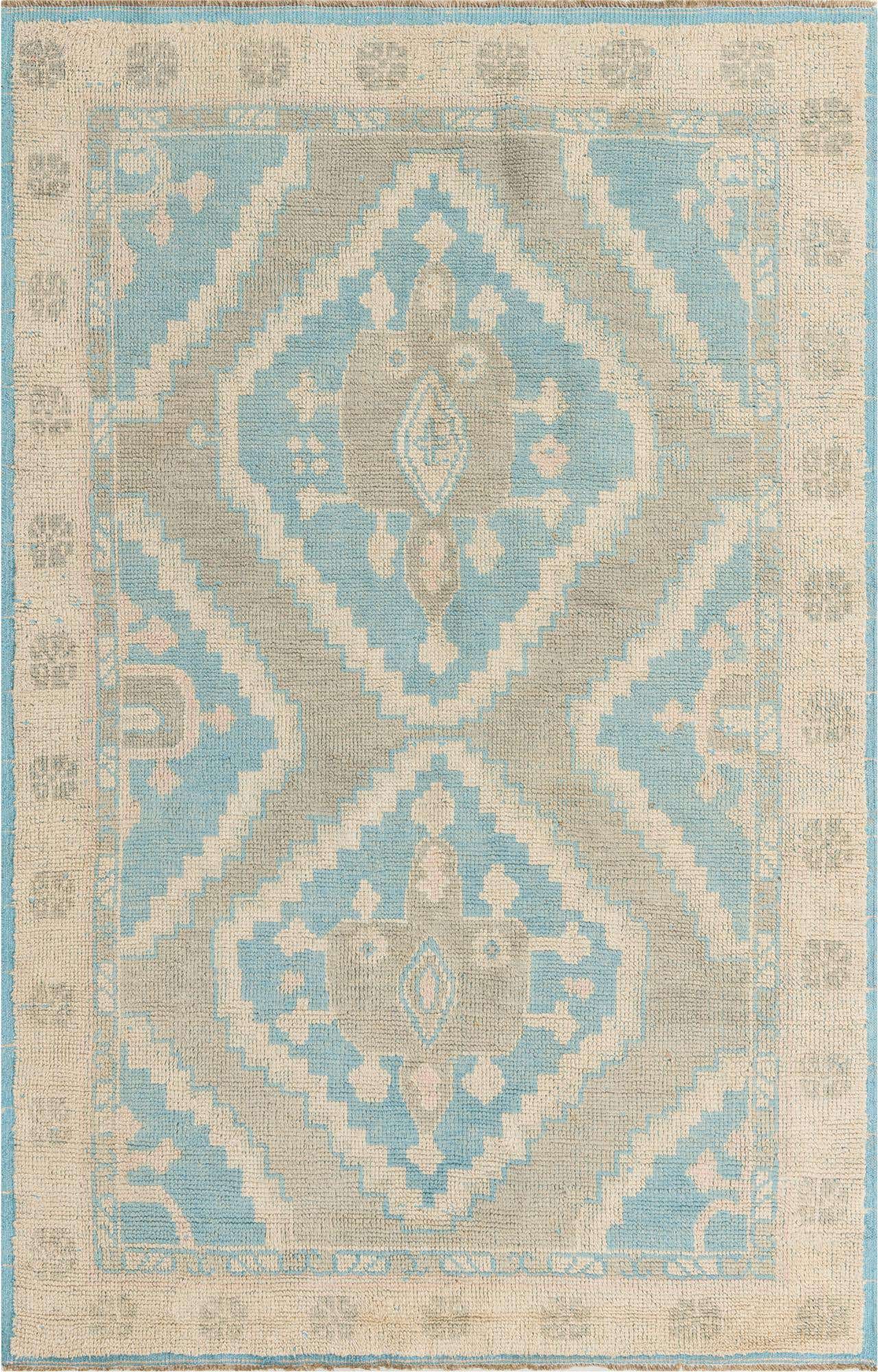 6' 1 x 9' 5 Hand Knotted Oushak Wool Rug