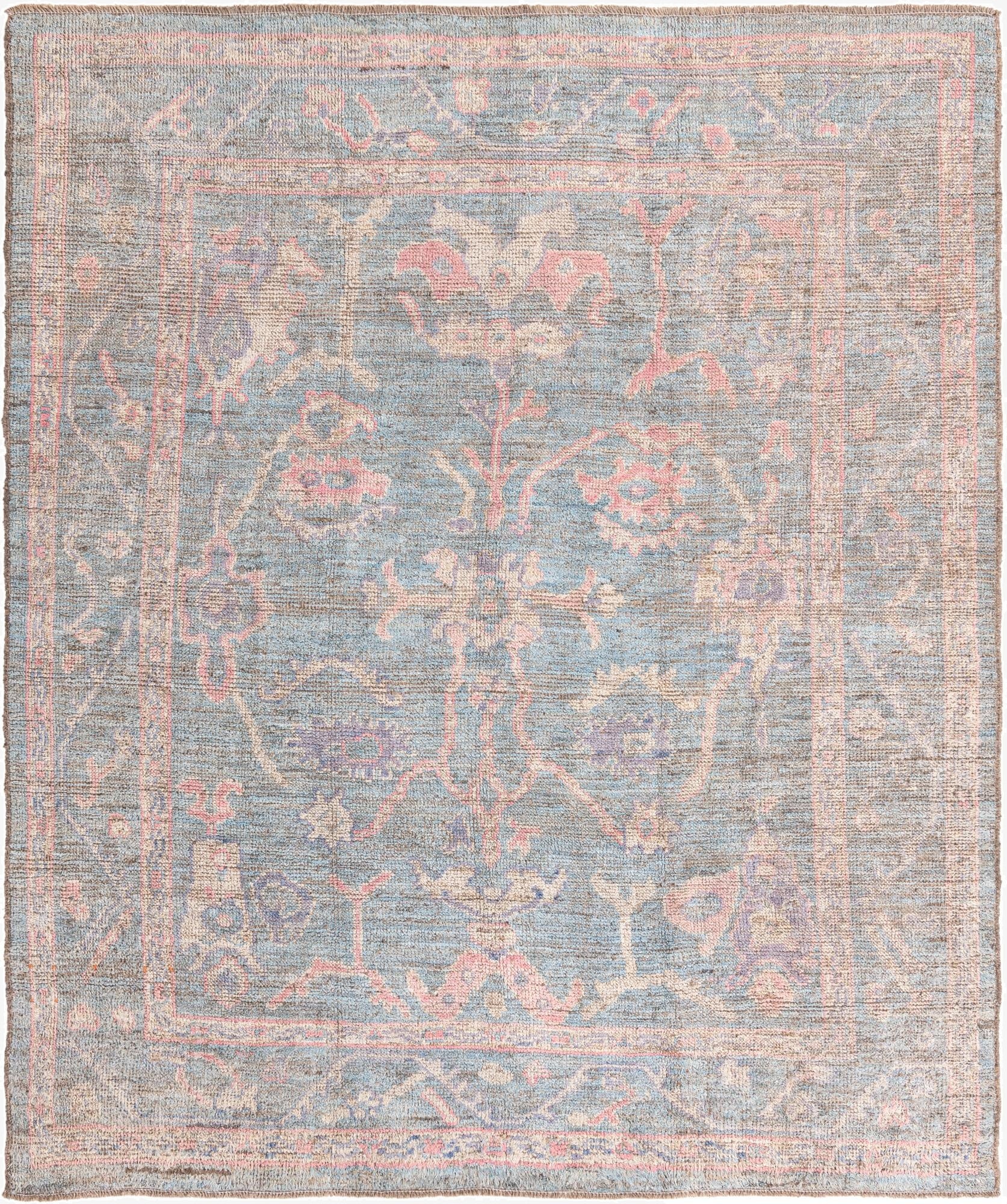 8' 7 x 10' 2  Hand Knotted Oushak Wool Rug