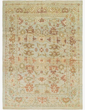12' 3 x 16' 9 Hand Knotted Oushak Wool Rug