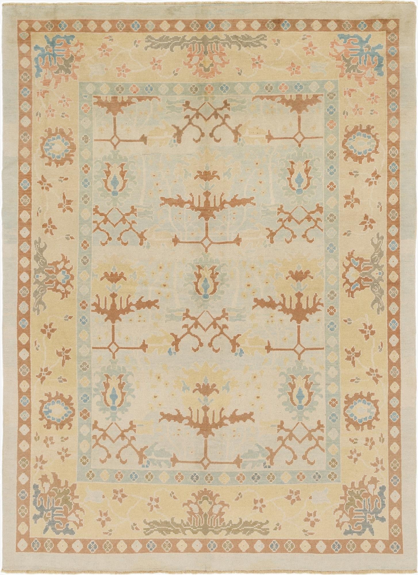 9' 7 x 13' 3  Hand Knotted Oushak Wool Rug