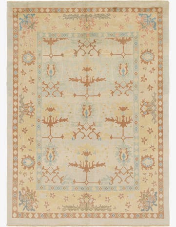 9' 7 x 13' 3 Hand Knotted Oushak Wool Rug