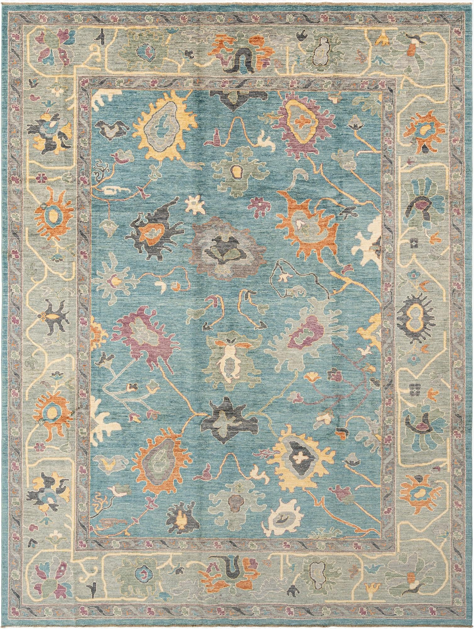 8' 11 x 11' 11  Hand Knotted Oushak Rug