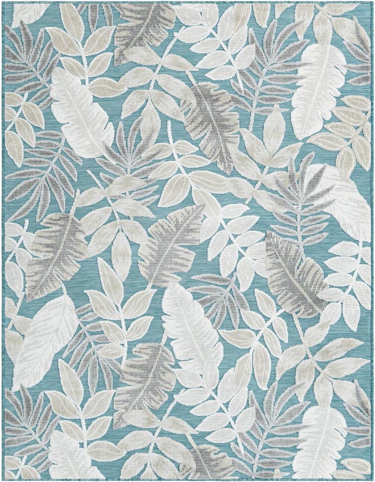 Detail image of 4' 5 x 6' Easy-Clean Botanical Indoor / Outdoor Rug
