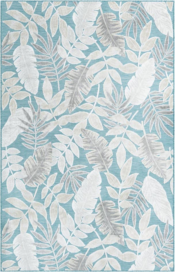 Detail image of 5' 2 x 8' Easy-Clean Botanical Indoor / Outdoor Rug