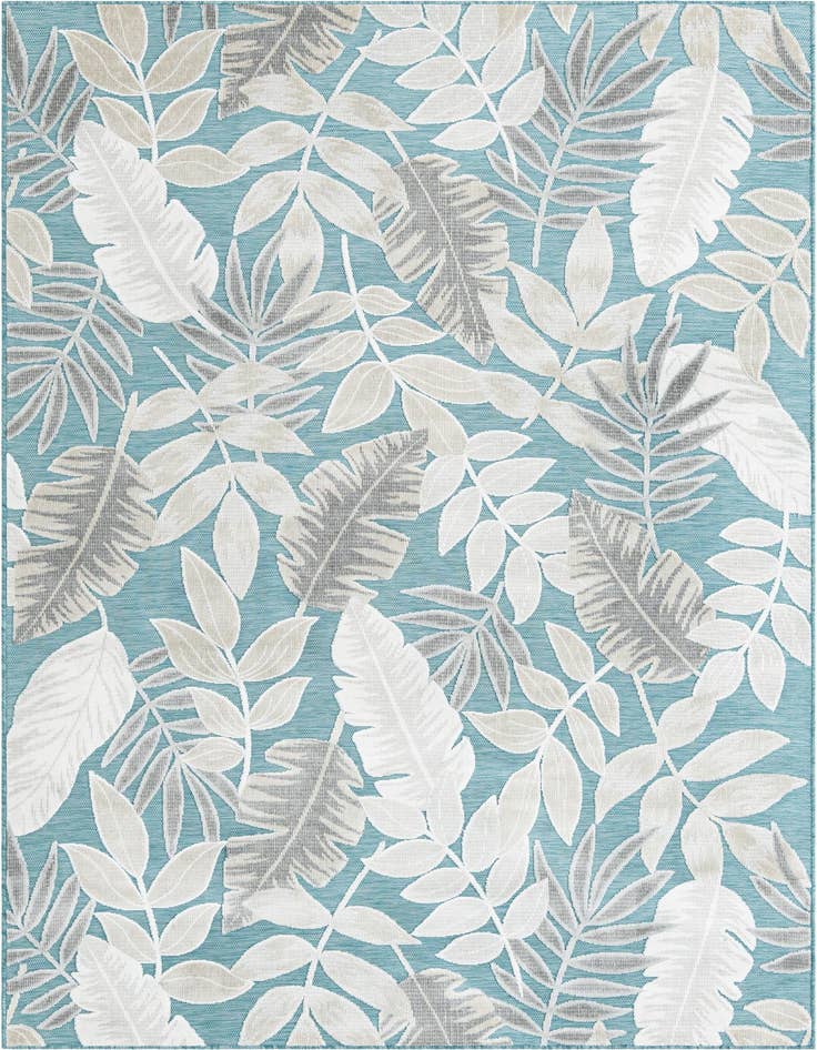 Detail image of 6' 4 x 9' Easy-Clean Botanical Indoor / Outdoor Rug