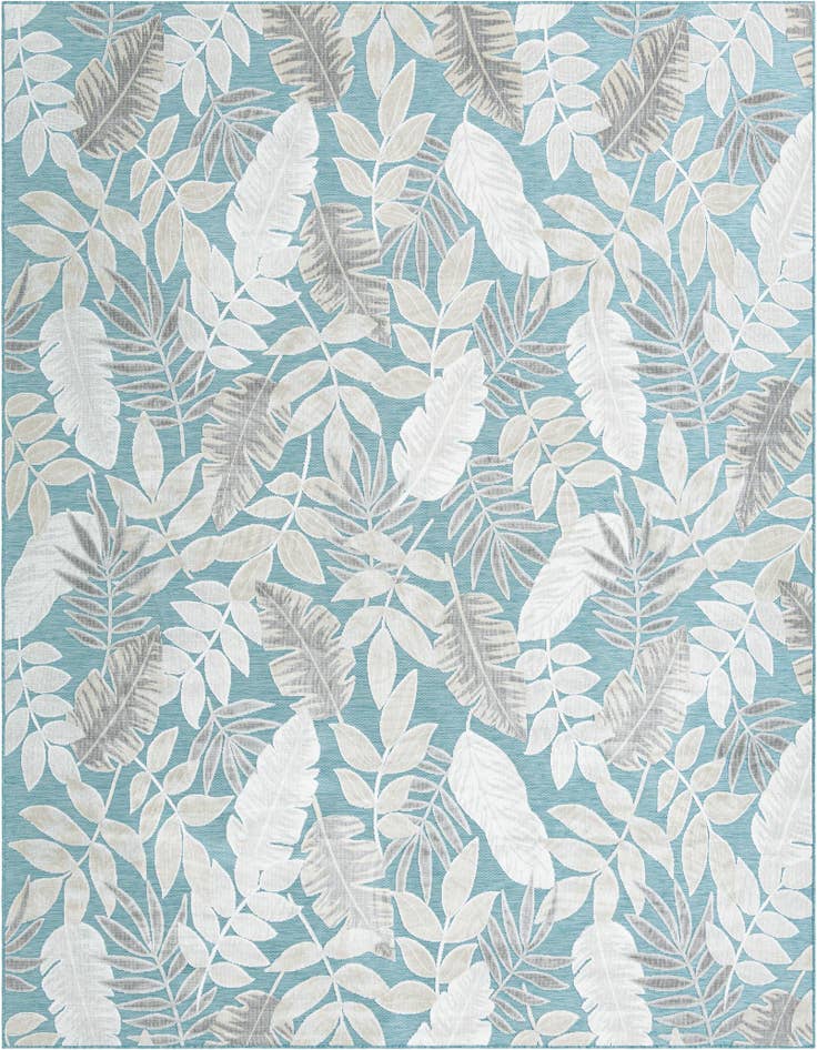 Detail image of 9' 9 x 12' Easy-Clean Botanical Indoor / Outdoor Rug