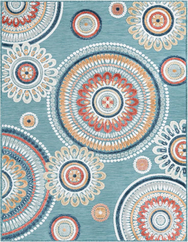 Detail image of 4' 5 x 6' Easy-Clean Botanical Indoor / Outdoor Rug