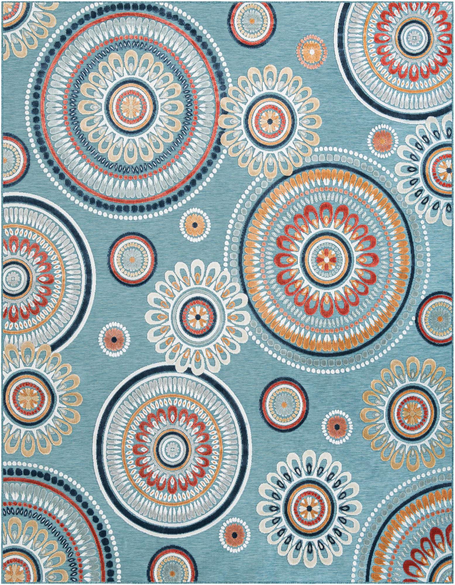 9' 9 x 12' Easy-Clean Botanical Indoor / Outdoor Rug